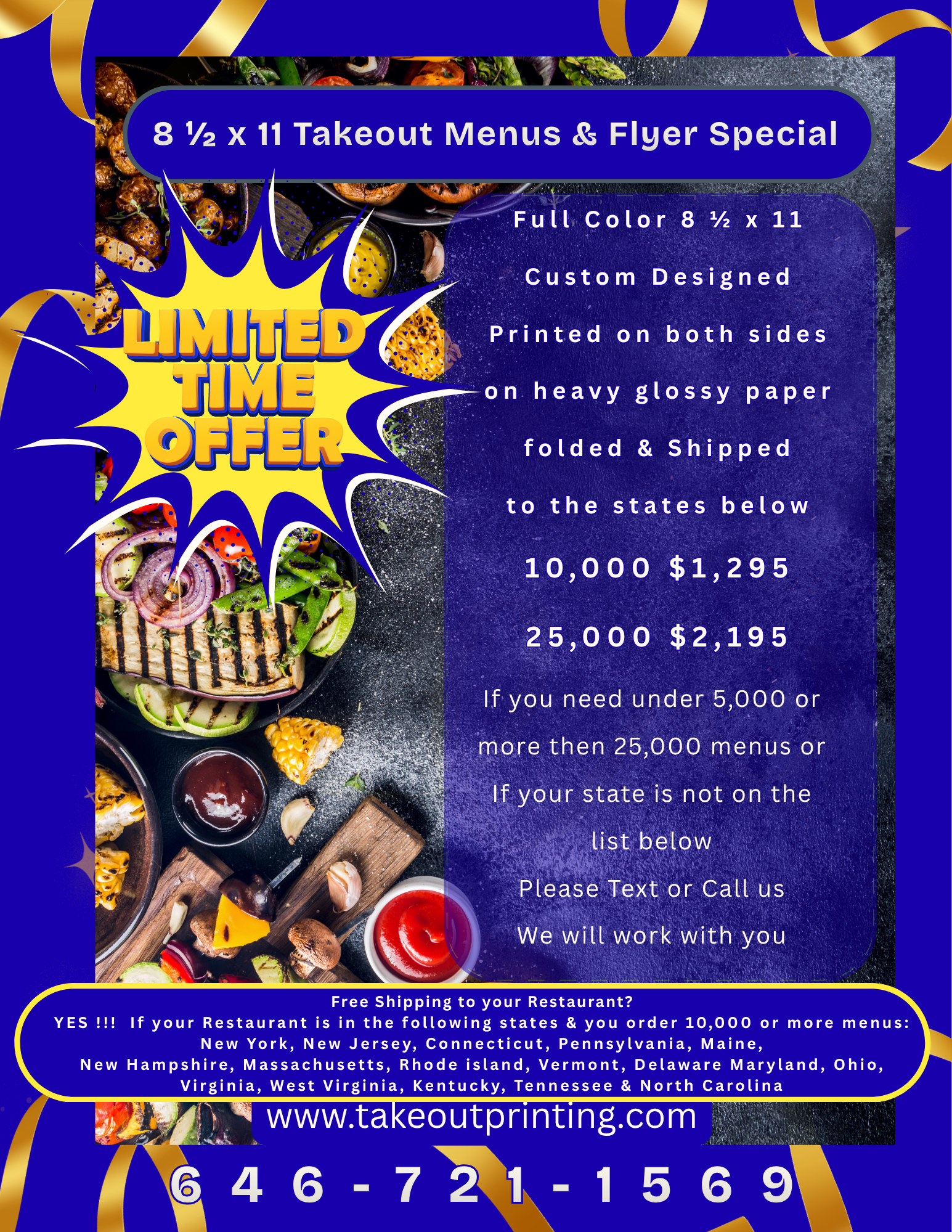 Special # 2 -  8 1/2x11 menus